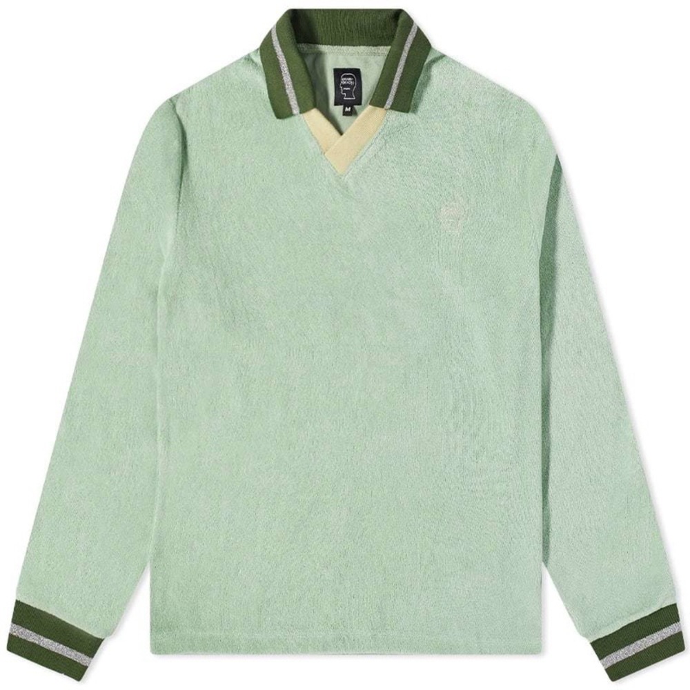 Brain Dead Split Neck Terry Long Sleeve Top in mint green sz M